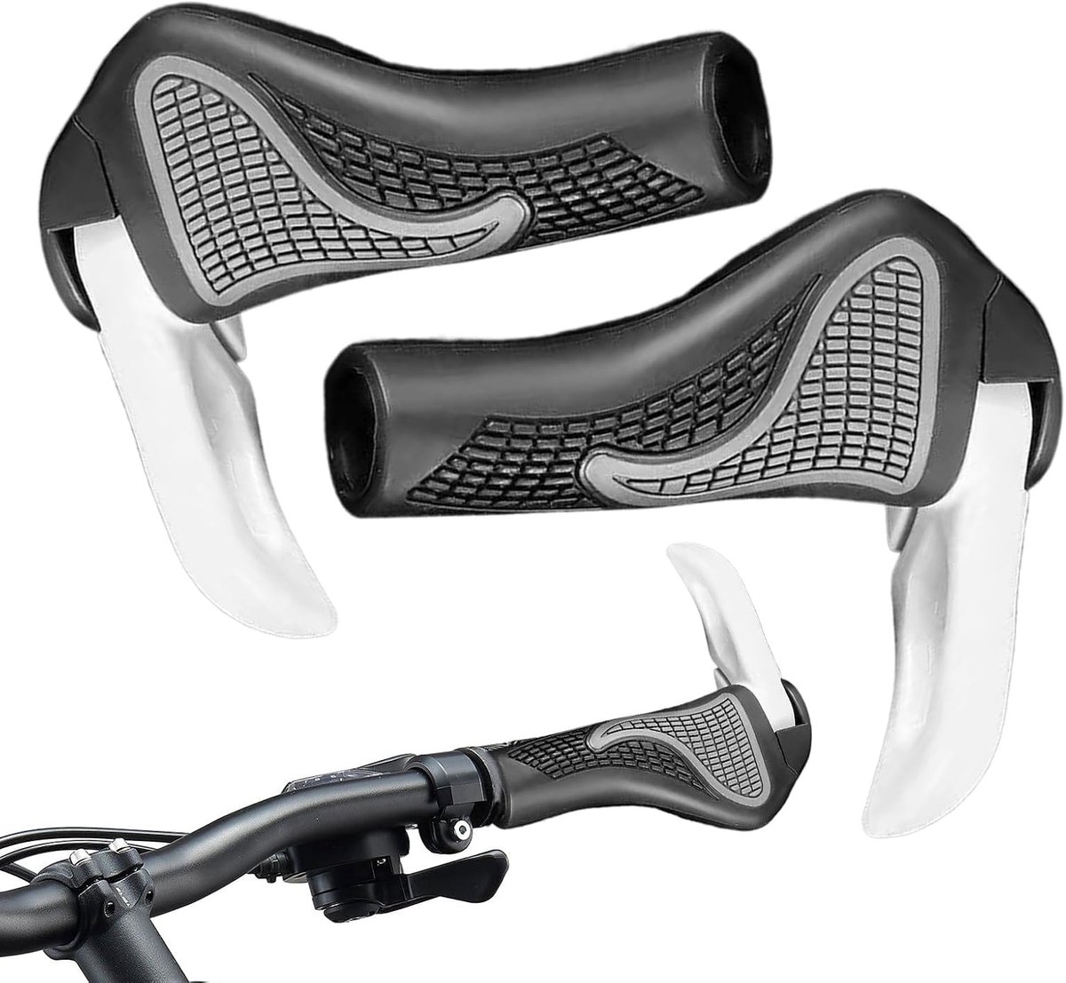 Fietshandgrepen - Comfortgrepen - Fietsen - Ergonomisch Ontwerp - 2 stuks - Wit