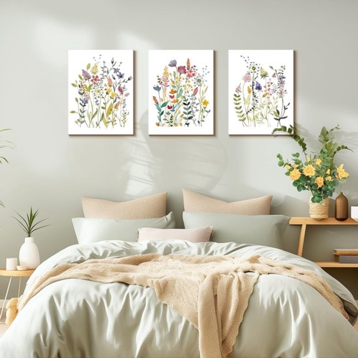 Aquarellbloem ingelijst - kleurrijk wandversiering