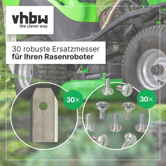 vhbw 30x reservemessen, compatibel met Segway Navimow i105E, H800E-VF, H3000E-VF, H500E-VF, i108E, H1500E-VF grasmaaiers - vervangingsmes zilver, staal van VHBW — afbeelding 4