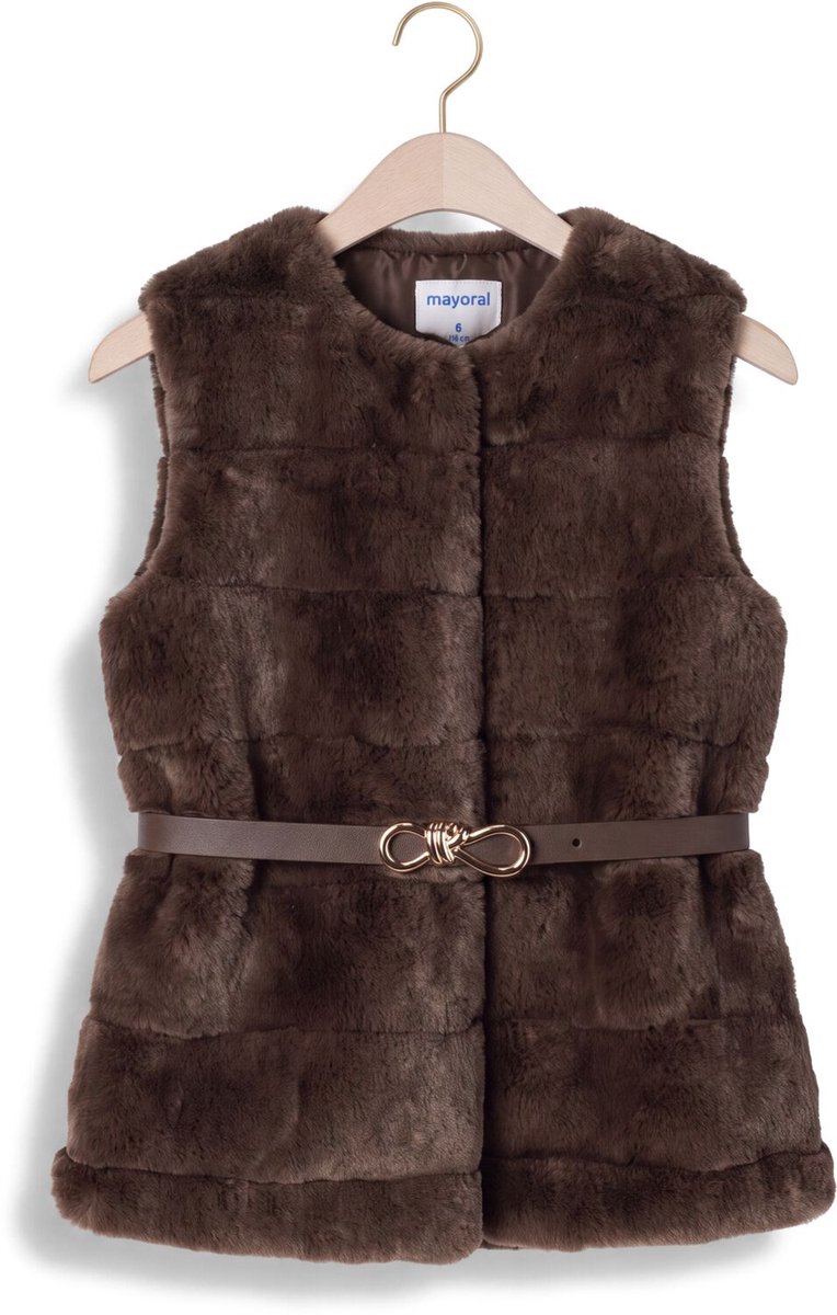 MAYORAL Fur Vest With Belt Blazers Meisjes - Bruin - Maat 134