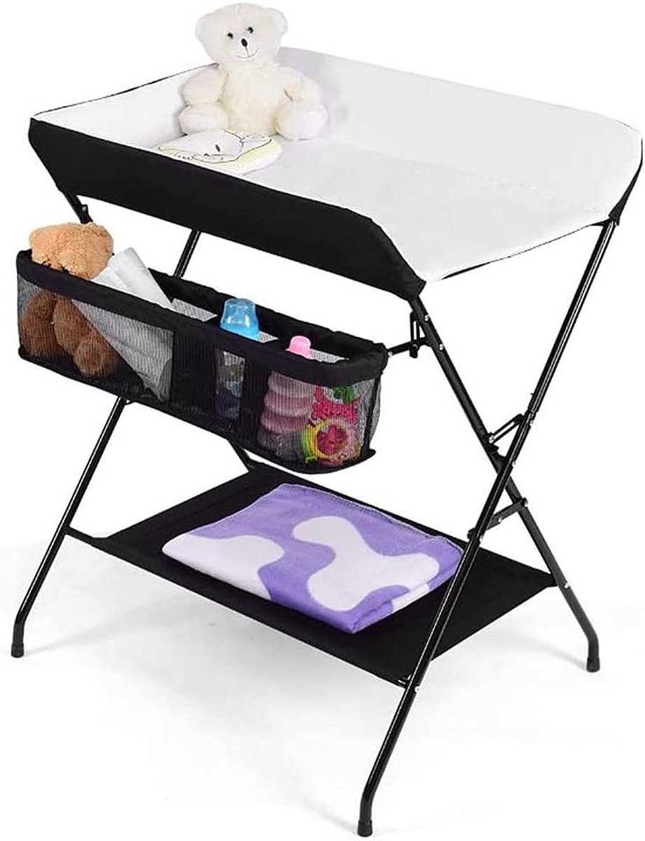 Baby Verschoontafel - Commodebaby Opvouwbaar - Babyverzorging Thuis - Inklapbaar en Draagbaar - 79 x 55.5 x 96 cm