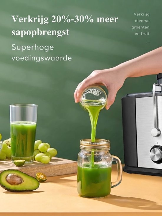 Lìon® Sapcentrifuge - Sapcentrifuge Voor Fruit En Groenten - 65 mm - Zilver- 26cm x 18cm x 29cm van Lion — afbeelding 4