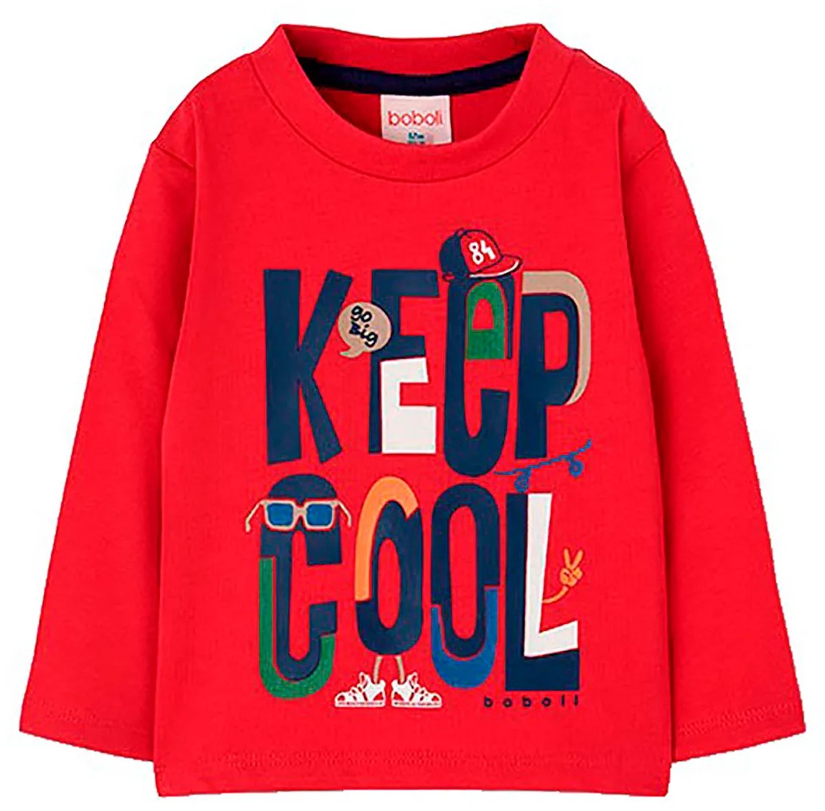 Boboli 504010 T-shirt Met Lange Mouwen Rood 2 Years Jongen