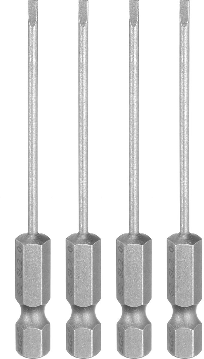 Set van 4 magnetische sleufschroevendraaierbits 75mm lang