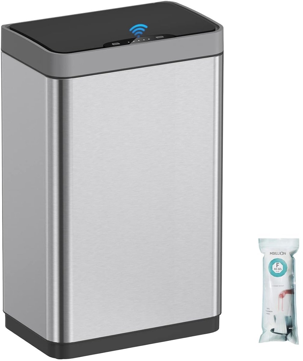Automatische Vuilnisemmer - Zilverkleurig - 50 l - Roestvrij Staal met Contactloze Sensor - Voor Keuken en Slaapkamer