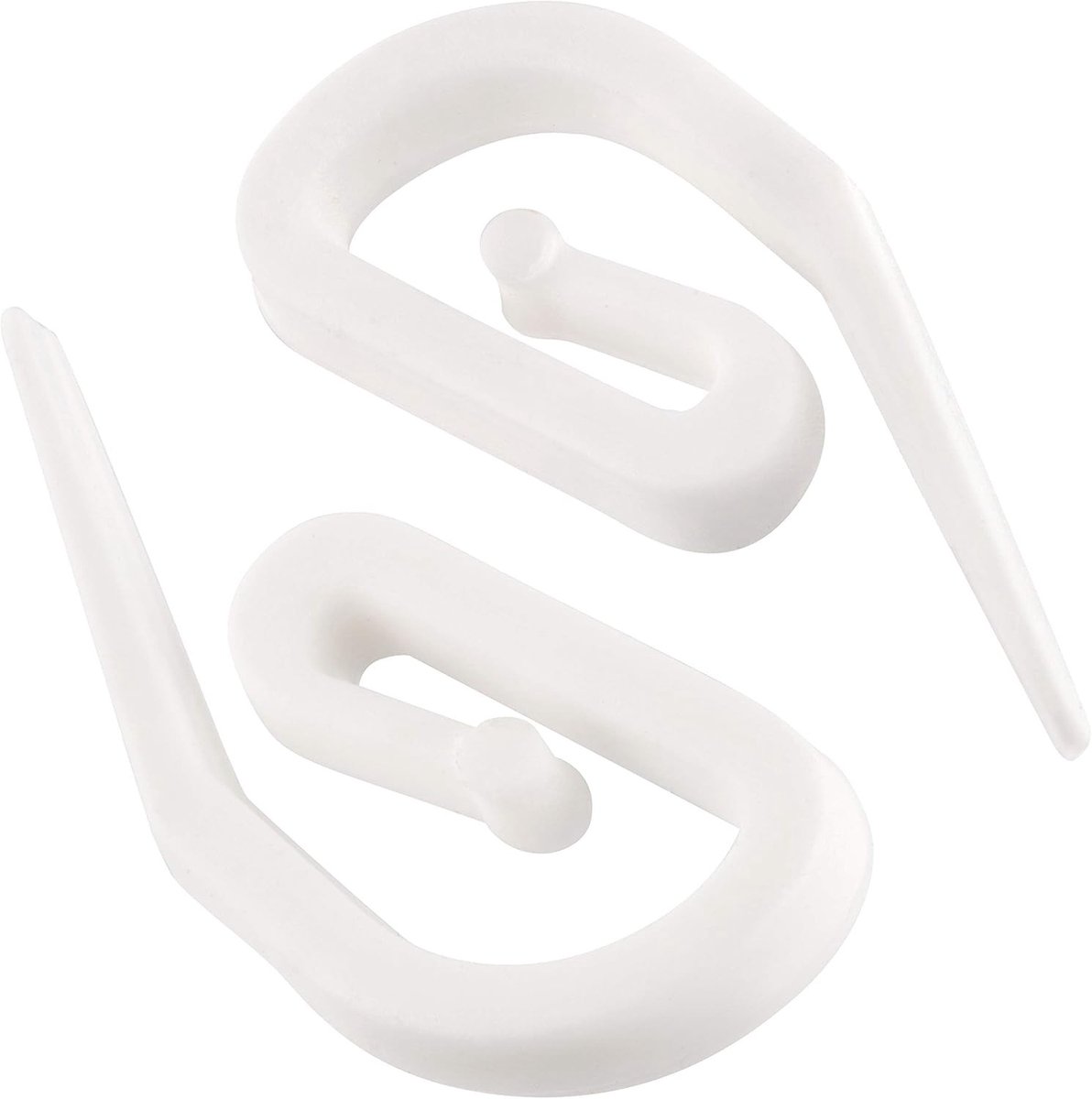 Kunststof Gordijnhaken - Wit - 28 x 12 mm - Duurzame Heavy Duty Haken - Voor Douche, Raam en Deurgordijnen