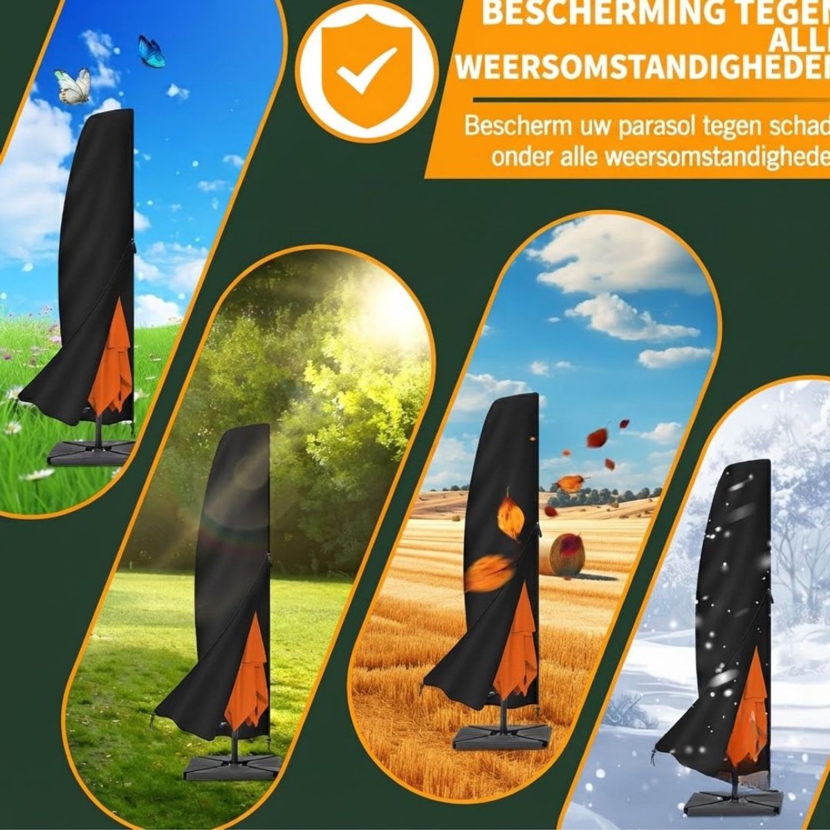 LNMsolutions® Parasolhoes - Parasolhoes Waterdicht - Beschermhoes voor Zweefparasol - Zwart - 50cm x 30cm x 190cm