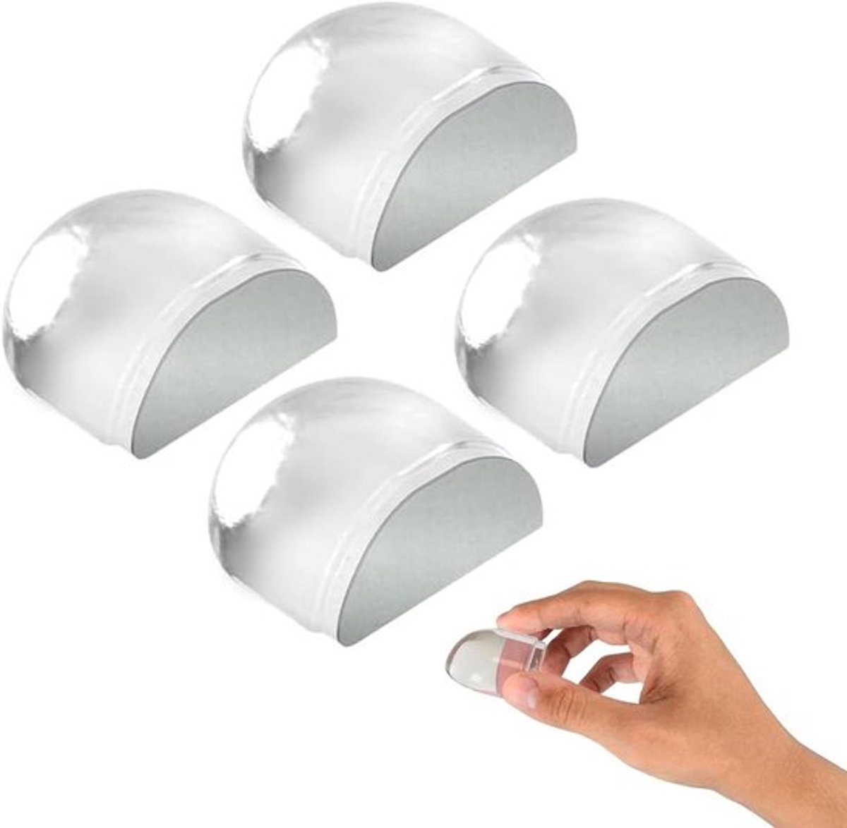 Zelfklevende deurstopper met magneet - Transparant - 4 stuks