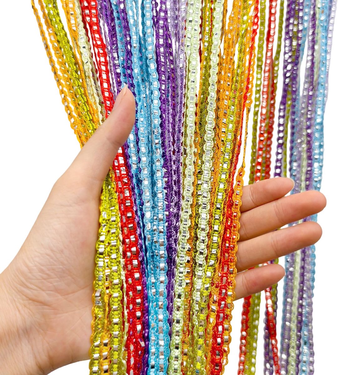 Fadenvorhang, Bunt Glanz, 100x200 cm, Regenboogdesign voor Decoratie