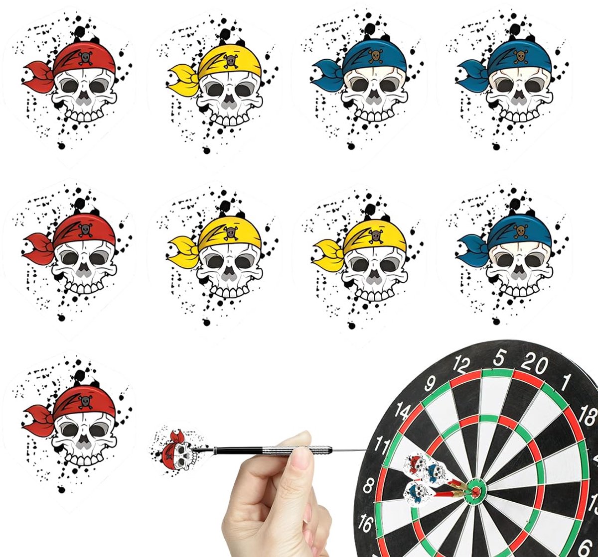 9 Stuks Dart Flights met Totenkop Motief voor Dartpijlen