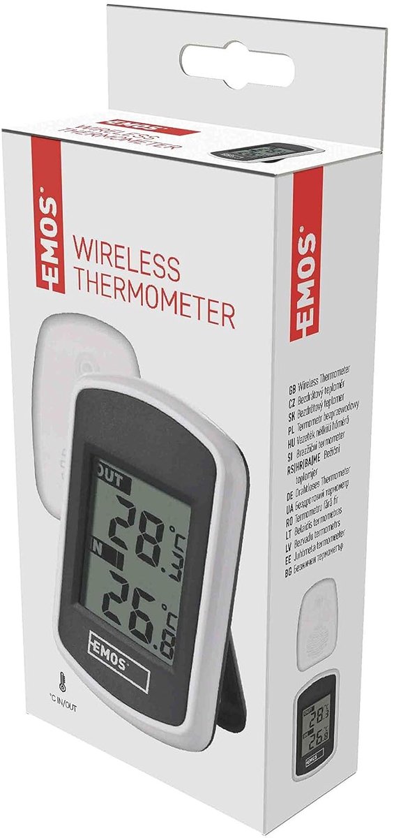 Draadloze Digitale Thermometer - Wit - 18 x 56 x 85 mm - Voor Binnen en Buiten - Met Buitensensor
