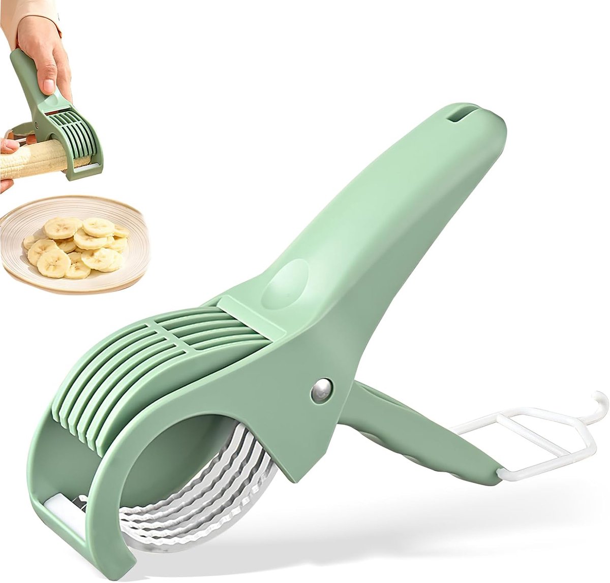 Bobypet - Handmatige Groentesnijder met RVS Messen - Komkommer & Fruit Snijder - Verdelersnijder voor Banaan, Worst en Paprika - Groen