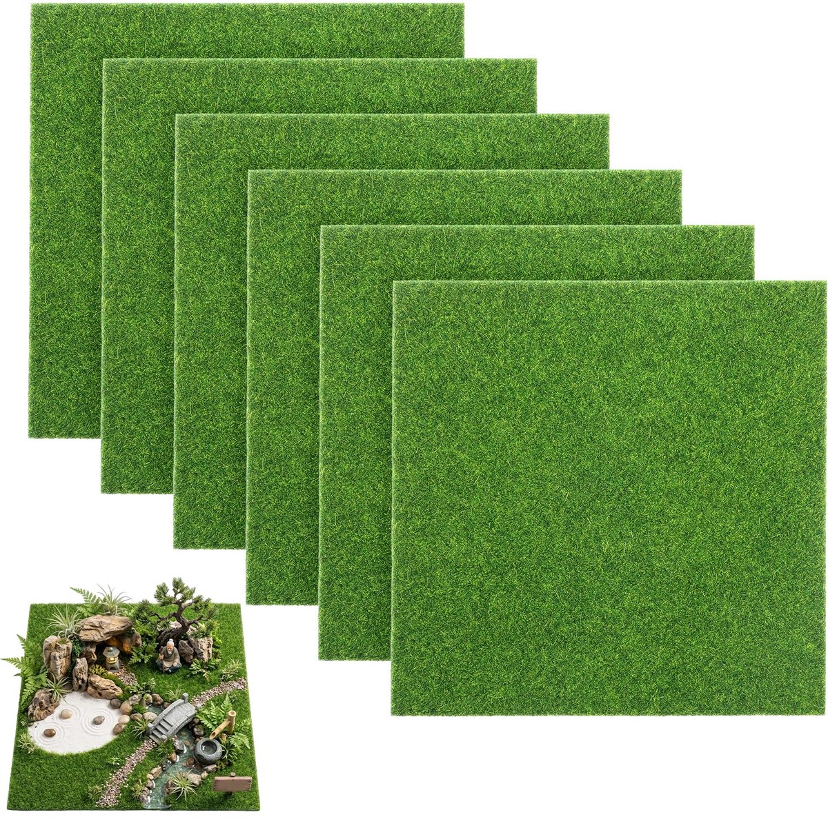 Miniatuur Kunstgras Set - 6 Stuks voor Creatieve Projecten