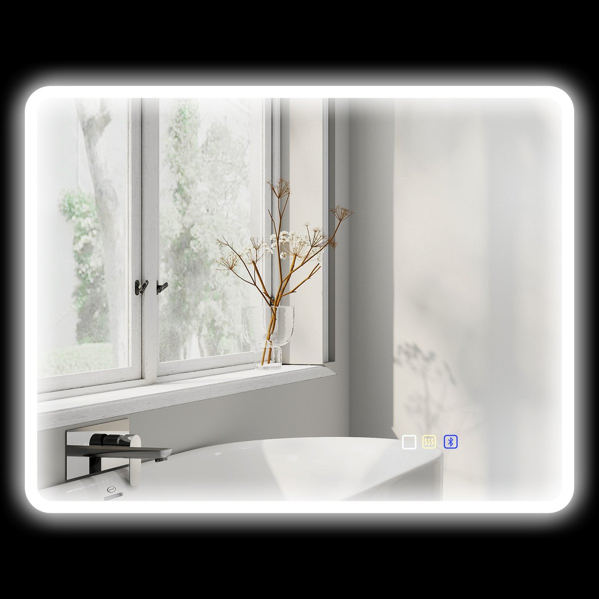LED Badkamerspiegel 90x70 cm - Bluetooth en Anti-condens