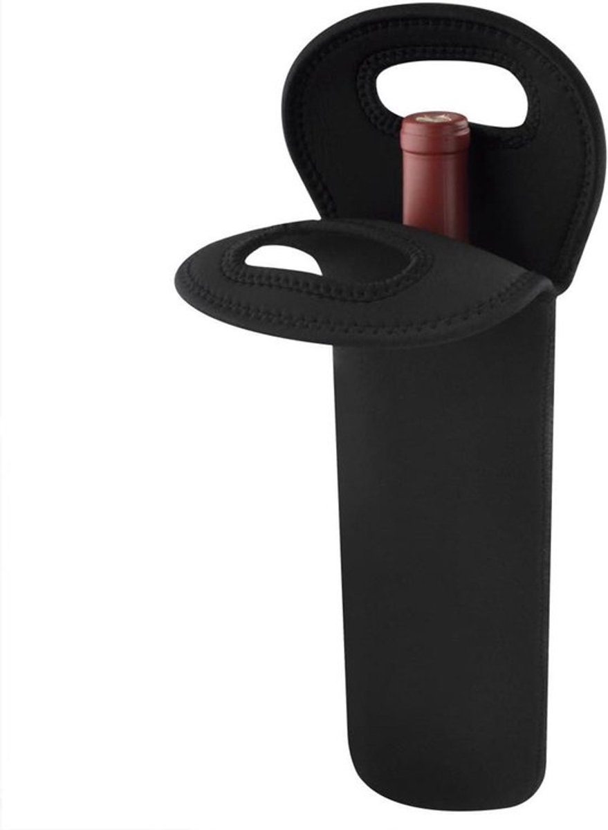 - Geïsoleerde koeltas voor op reis - Neopreen - Waterdicht - Picknick - Wijnfles - Draagbaar - Zwarte kleur