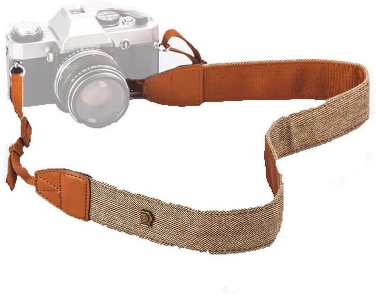 - Camera riem - Fotografie accessoire - Verstelbaar - Bruin - Comfortabel draagcomfort - Geschikt voor spiegelreflexcamera's - Universeel model met nekband, Eén maat.