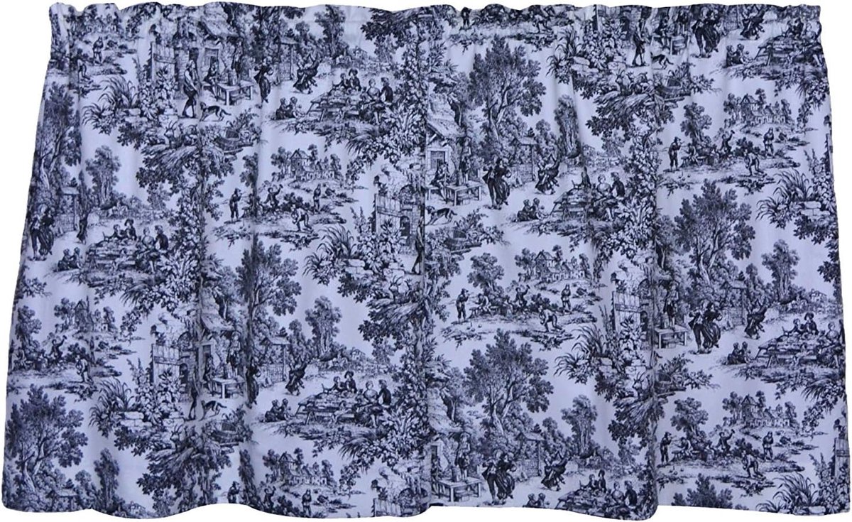 Park Toile 165 cm bij 80 cm op maat gemaakte gordijnen, zwart