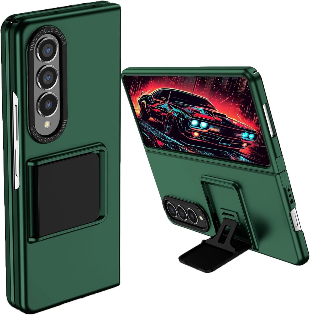 Slimme Stand Case voor Samsung Galaxy Z Fold 4 - Schokbestendig, Militair Gegradeerd, Anti-Kras Bescherming in LT-Groen voor Optimale Bescherming en Functionaliteit