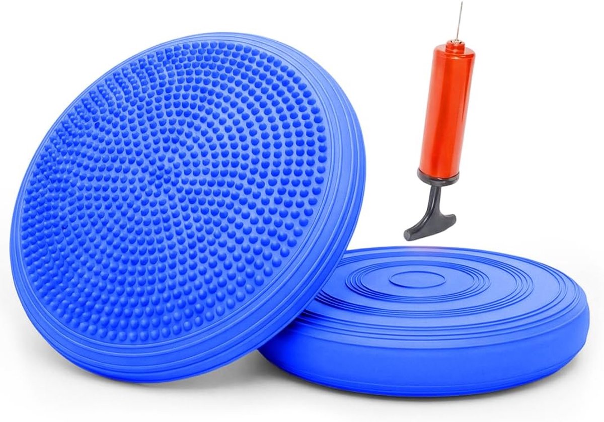Balanskussen met pomp, 34 cm diameter, evenwichtskussen, orthopedisch zitkussen, luchtkussen, core, coördinatie, rugfitness
