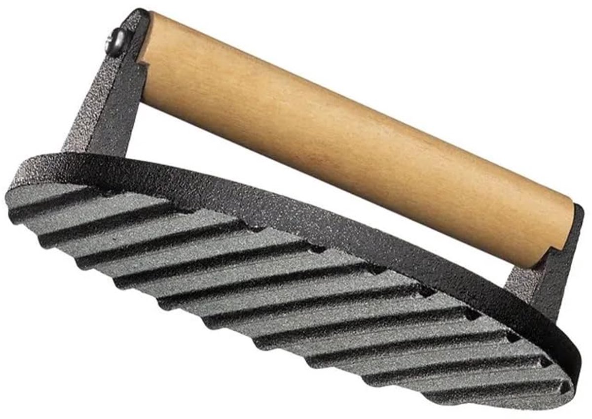 BBQ-grillpers, 18 x 7,5 cm, 1 kg, gietijzeren pers, handvat van palissanderhout, vleesverzwarer, bijvoorbeeld voor steak, bacon, snijwerk, bacon pers