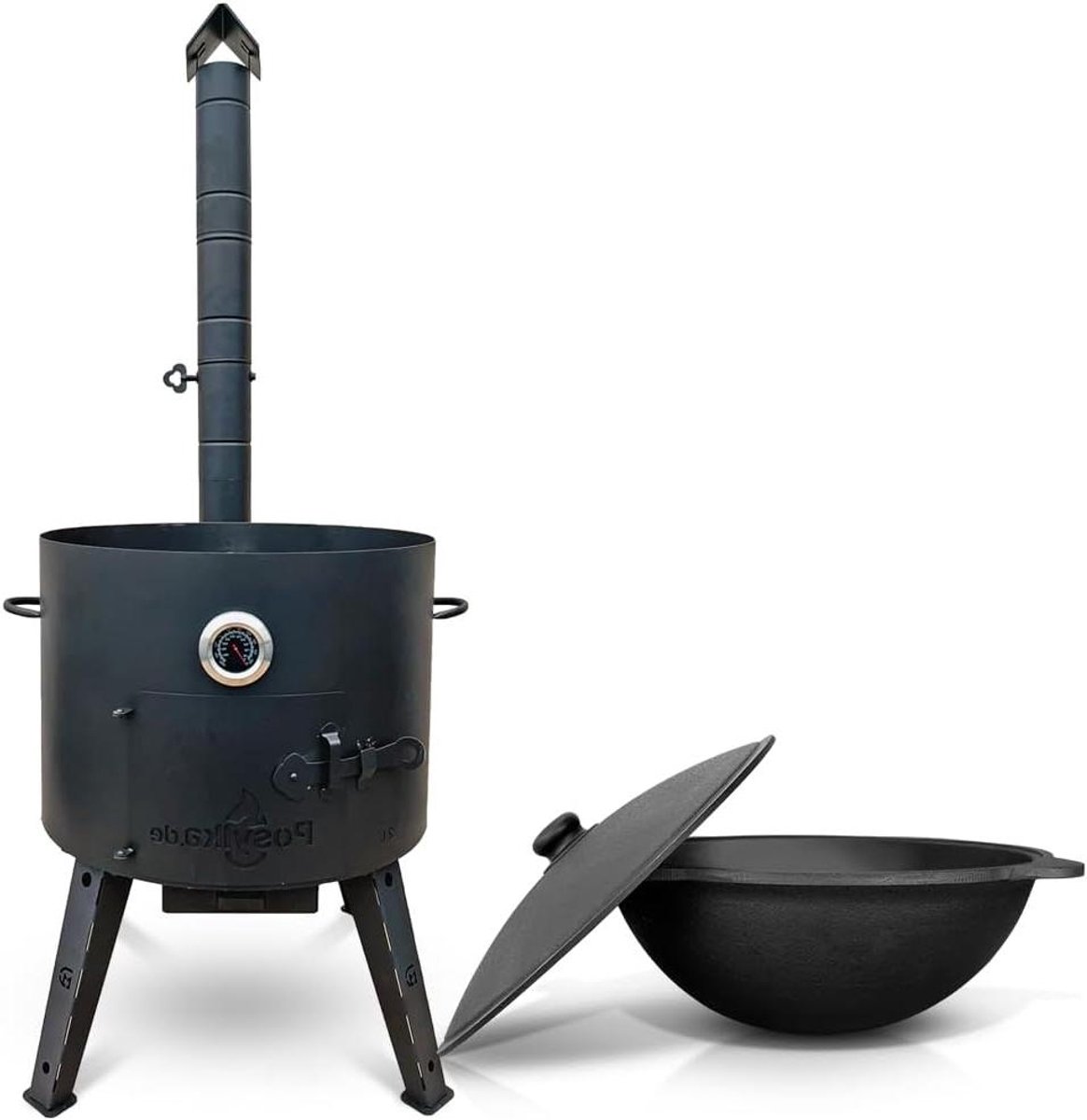 Utschak Vuurkorf - Buitenhaard Kazan - Buiten Koken - Dikwandig Gietijzer - 527 cm Diameter - Zwart