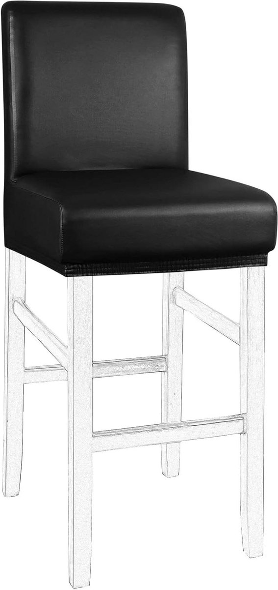 Barkruk Hoezen - Stoelhoezen Kruk - Meubels Beschermen - Waterdicht PU Leer - 35-43 cm - Zwart