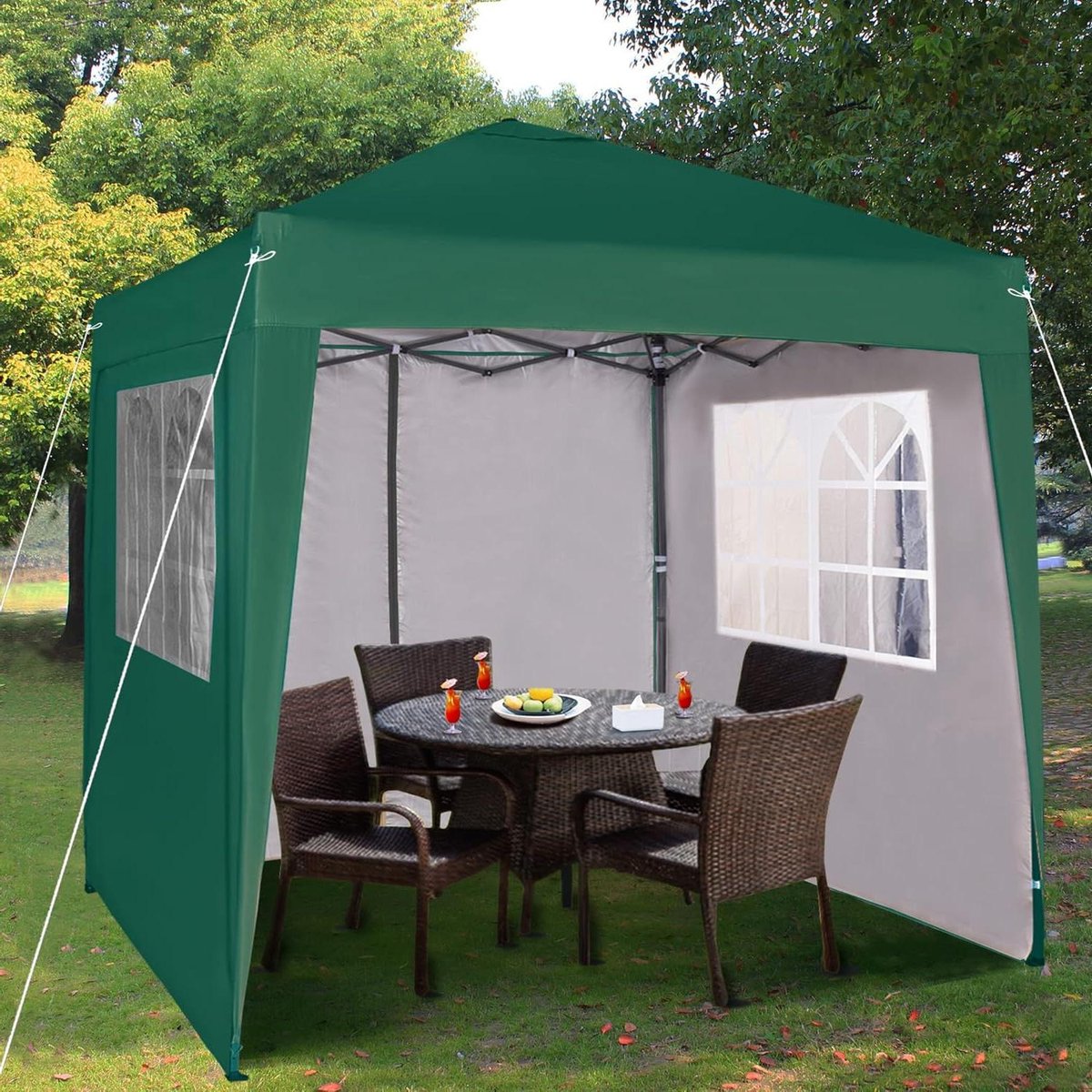 Pop-up Paviljoen - Vouwtent Feesttent - Buitenfeest Organiseren - Waterdichte Beschermlaag - 200 x 200 cm - Groen
