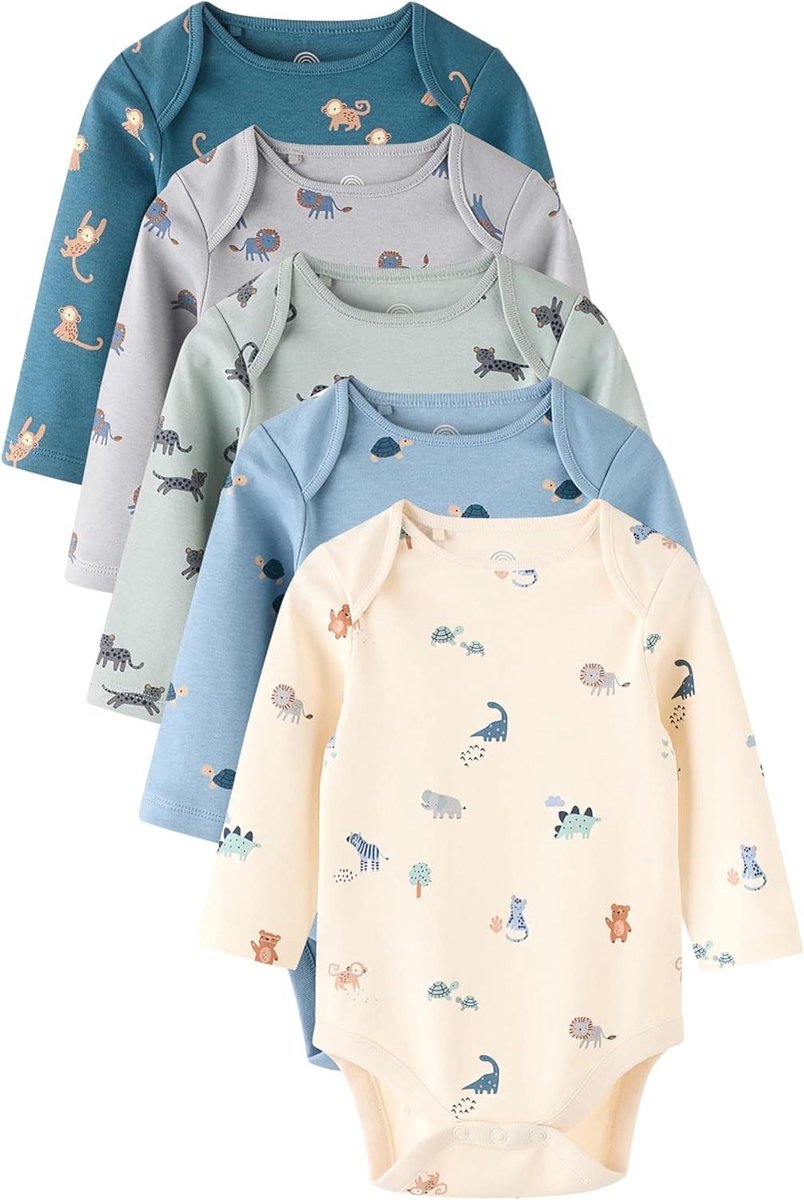Babyjongen Rompertjes - Baby Body's - Babykleding - Omslagkraag - 5 stuks - Multicolor