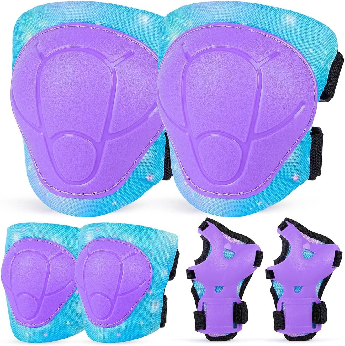 Kinderen Beschermingsset - Valbescherming Set - Veilig Sporten - 7-in-1 Set - Maat S - Teal Paars