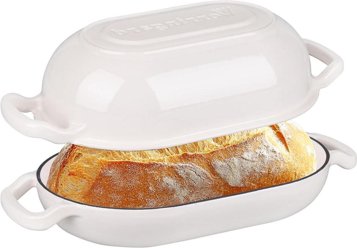 Gietijzeren Brood Pan - Broodbakoven Dutch Oven - Brood Bakken - Gelijkmatige Warmteverdeling - 5 Liter - Wit
