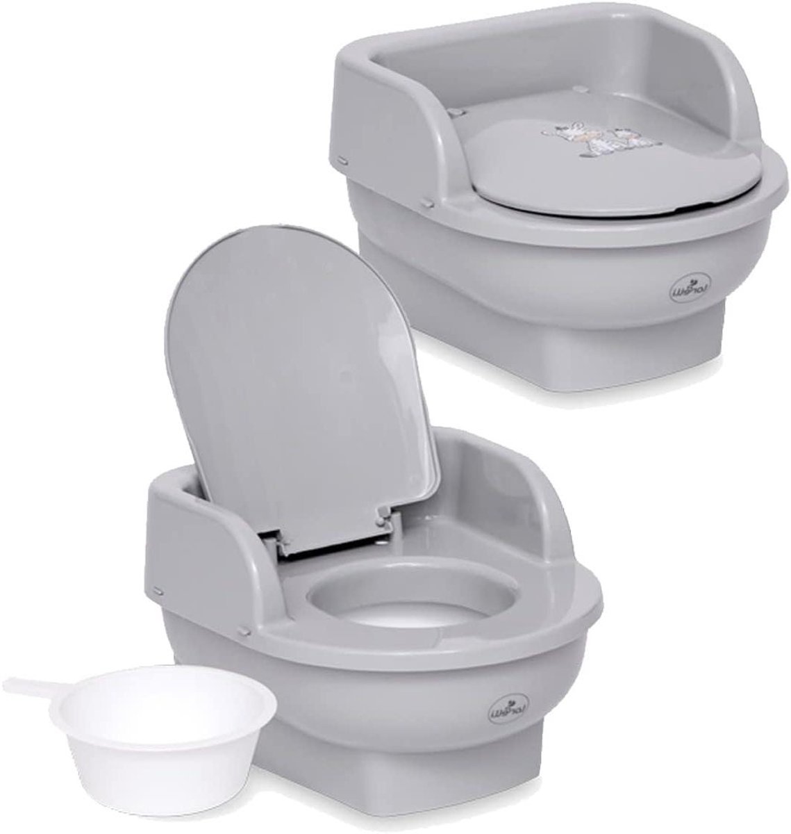 Potje Troon - Kinderpotje Toilet - Zindelijkheidstraining - Deksel en Handsteun - 33 x 29 x 22 cm - Lichtgrijs
