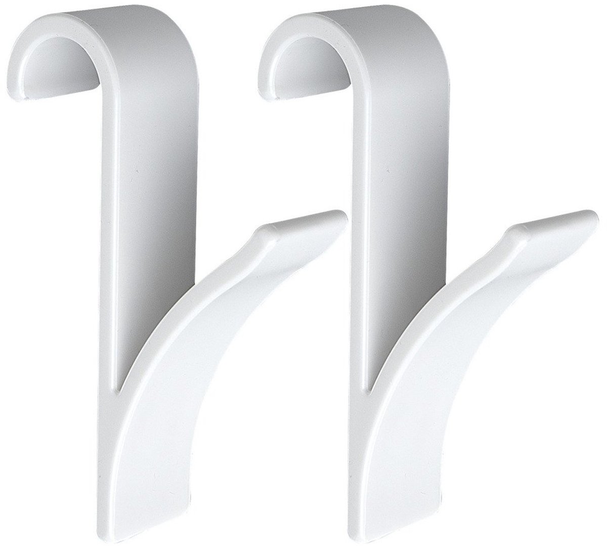 2x Handdoekhaak - Deurhaken - Radiatorhaken - Haakjes - Haken - Ophanghaken - Towel hooks - 10 cm - Kunststof - Wit - Jonyx