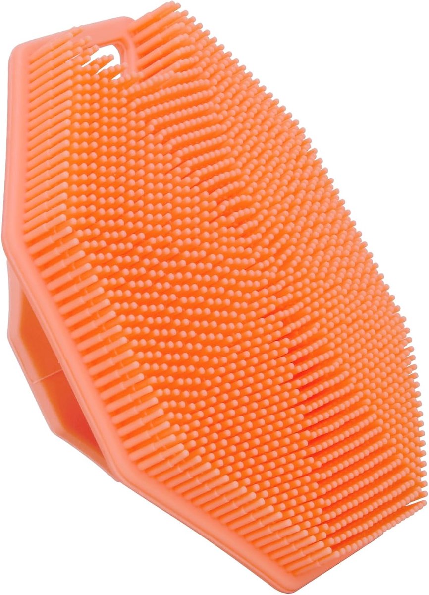 Badborstels met Haak, Zachte Douche Bad Lichaamsborstel [Zacht Exfoliëren & Massage], Siliconen Borstel voor Volwassenen en Baby's, Perfect voor Alle Huidtypes (Oranje)