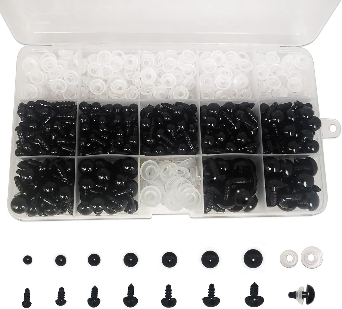 Ogen met ringen van 5-12 mm, speelgoedogen van kunststof, zwart, voor het maken van poppen, doe-het-zelf, creatieve hobby's