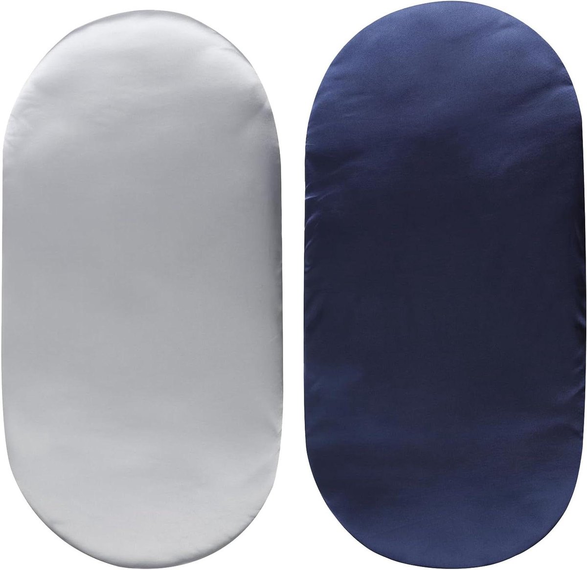 Satijnen wieglakenset - Zijdezachte lakens - Babycomfort - Beschermt huid en haar - 2 stuks - Grijs en Navy