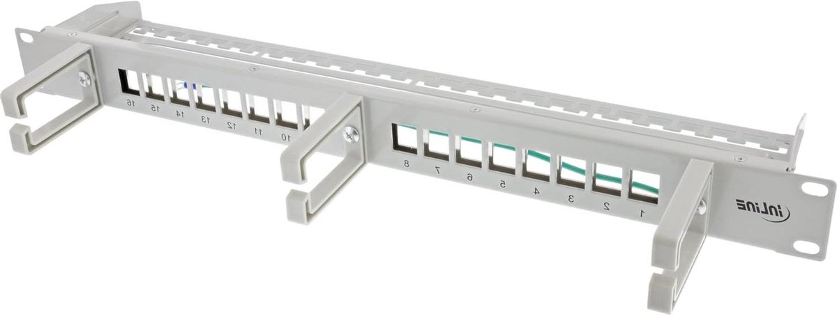 Patchveld Keystone - Leeg Paneel Netwerk - Netwerk Installatie - 16 Keystone Poorten - 19 inch 1HE - Grijs