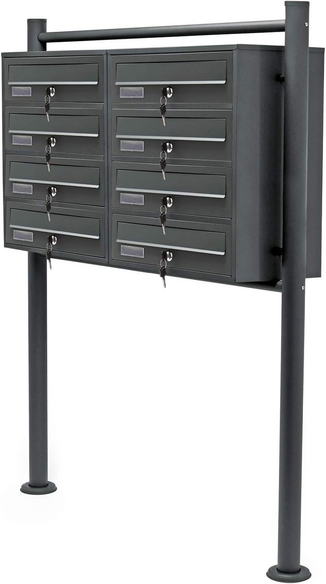 Brievenbussensysteem met 8 Bussen - Wandbrievenbus Postkast - Post Ontvangen - Inclusief Naamplaatjes - 89.8 x 27 x 150 cm