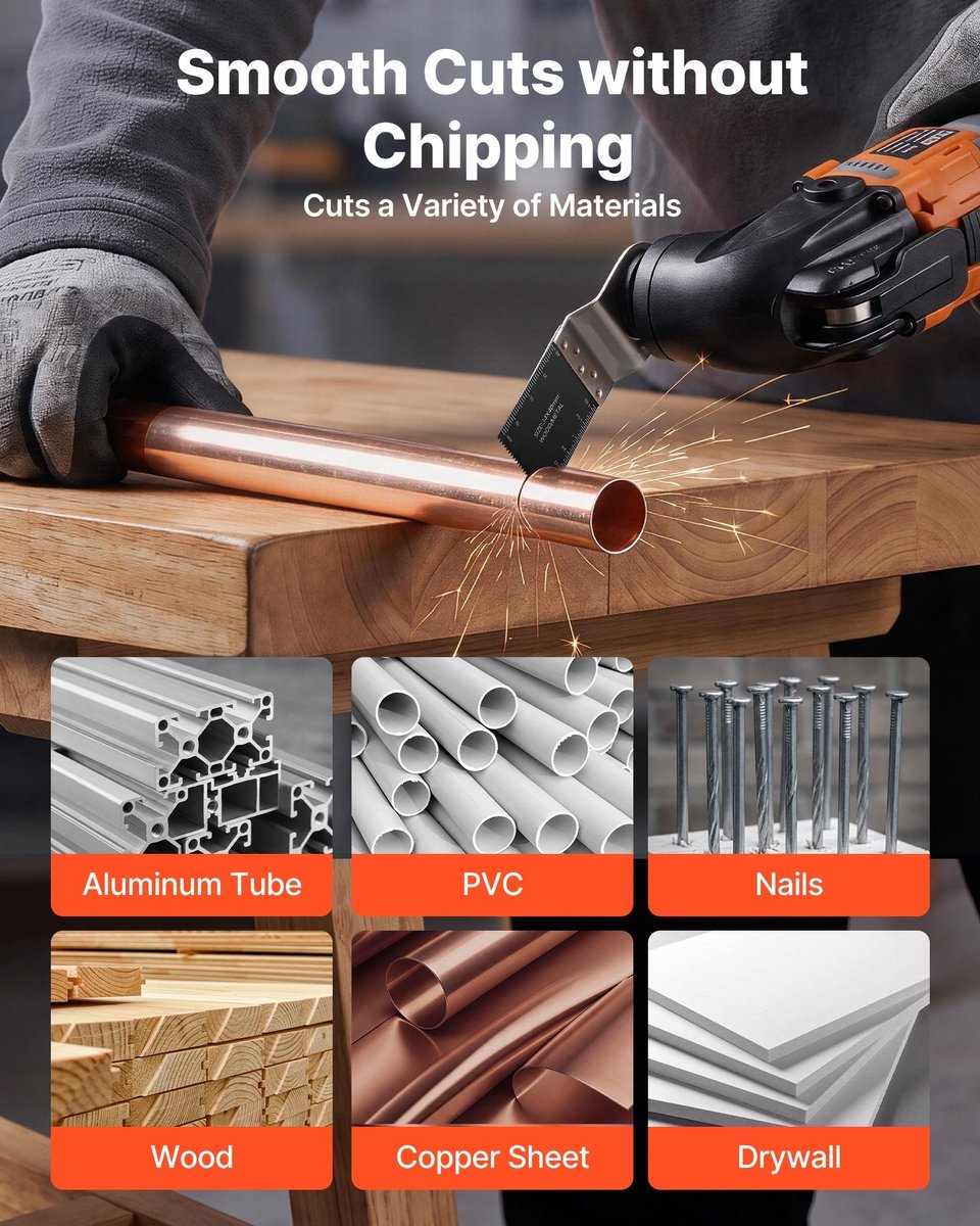 Multitool zaagbladenset - 50-delig - Oscillerende Bimetaal Zaagbladen - Voor Hout Kunststof Zacht Metaal - Universele Aansluiting - Multitool Accessoires