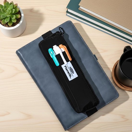 Elastische Pennenhouder - Pennenetui Notitieboek - Schrijfgerei Opbergen - Verstelbare Elastische Band - 19 x 6 cm - Zwart — afbeelding 3