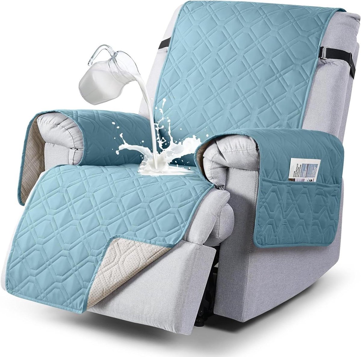 Stoelhoezen - Fauteuilhoes Bankbeschermer - Meubels Beschermen - 100% Waterdicht Materiaal - 60 cm Zitbreedte - Blauw