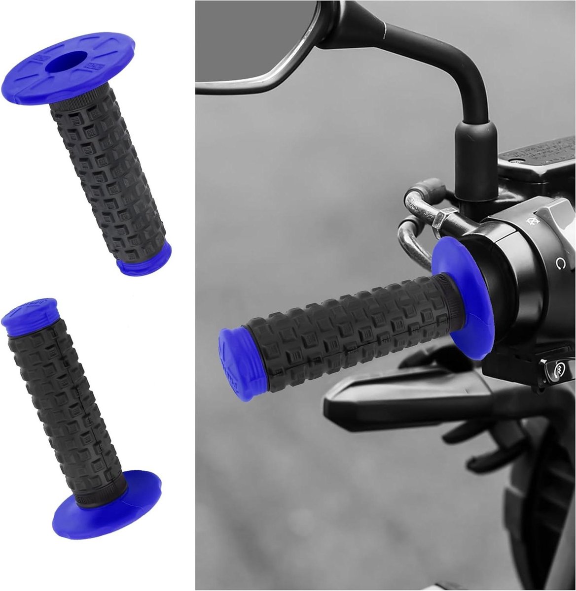 Motorfiets Handgrepen - Stuurgrepen Motor - Veilig Rijden - Antislip Comfort - Universeel 7/8 '' - Blauw