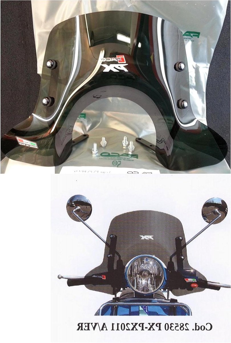 Windscherm Vespa - Scooter Windscherm - Scooter Rijden - Donker Getint - 545x500 mm - Donkergrijs