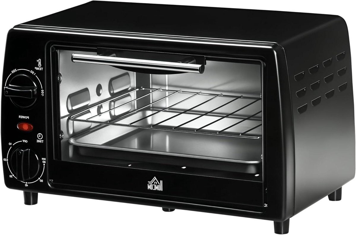 Mini Oven Compacte Keukenoven Snelle Maaltijden Instelbare Temperatuur 10 Liter Zwart