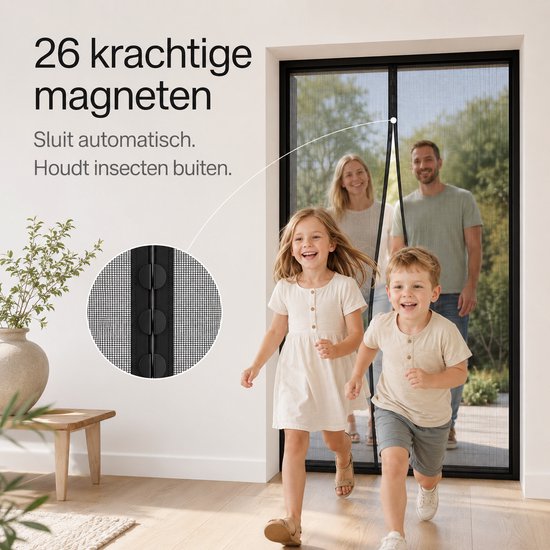 BOTC Magnetisch Vliegengordijn - 95x210 cm - Horgordijn - Hordeur - Deurgordijn - Zwart van BOTC — afbeelding 5