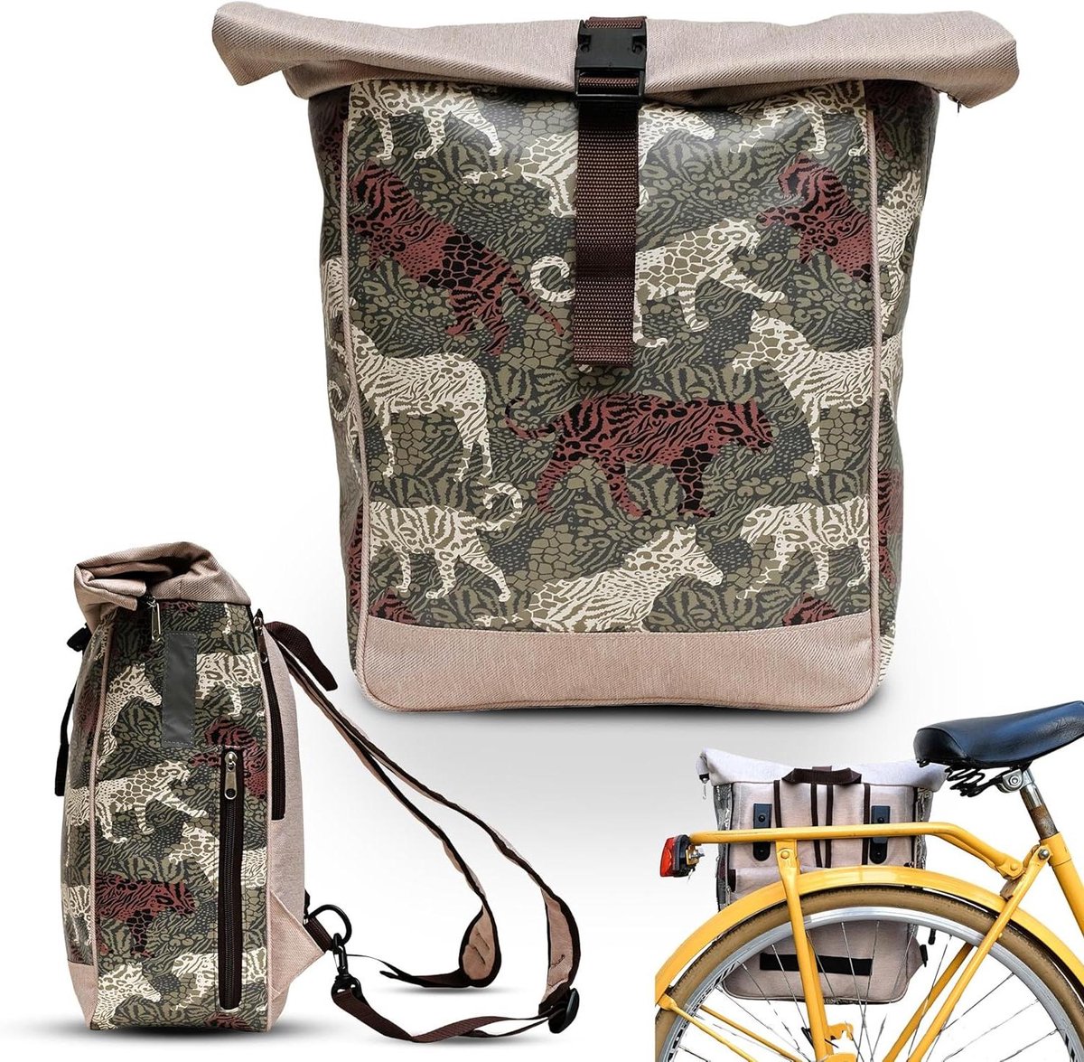 Fiets Fietstas - Rugzak Combi - Veilig Vervoer - Waterdicht Tarpaulin - 23 Liter - Zwart