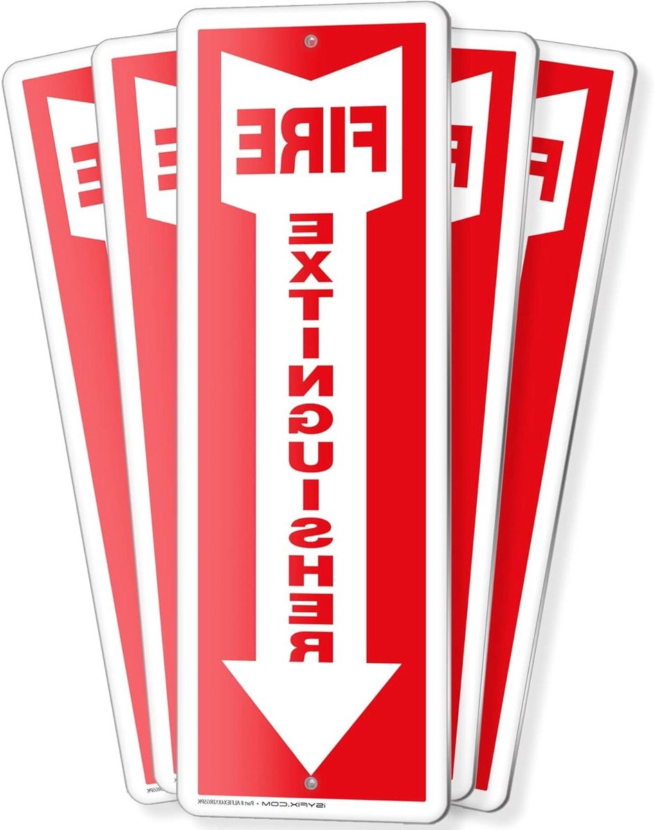 Brandblusser Borden - Veiligheidsborden Brandblusser - Veiligheid Aangeven - Roestvrij Aluminium - 10 x 30 cm - Rood Wit