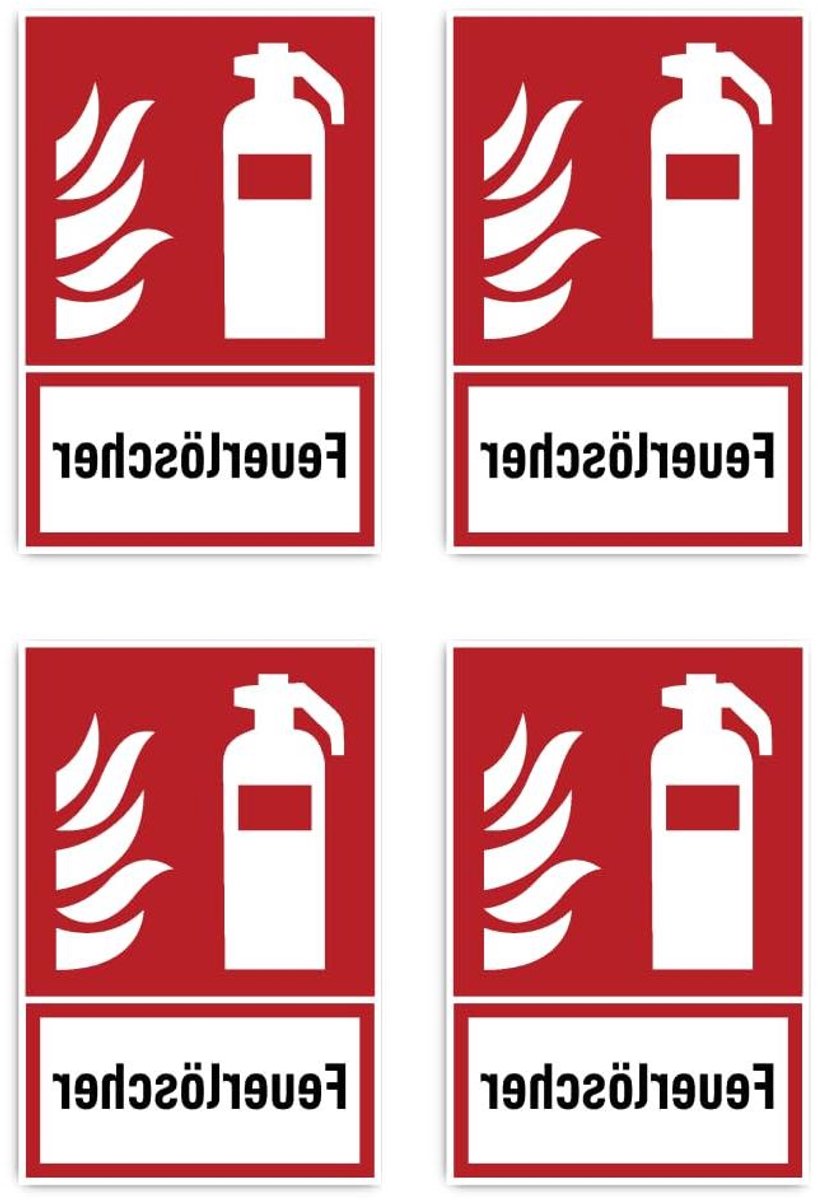 Brandblusser Stickers - Veiligheidstekens Brandbeveiliging - Veiligheid Signalering - Waterdicht UV-bestendig - 1125 x 75 mm - Rood Wit