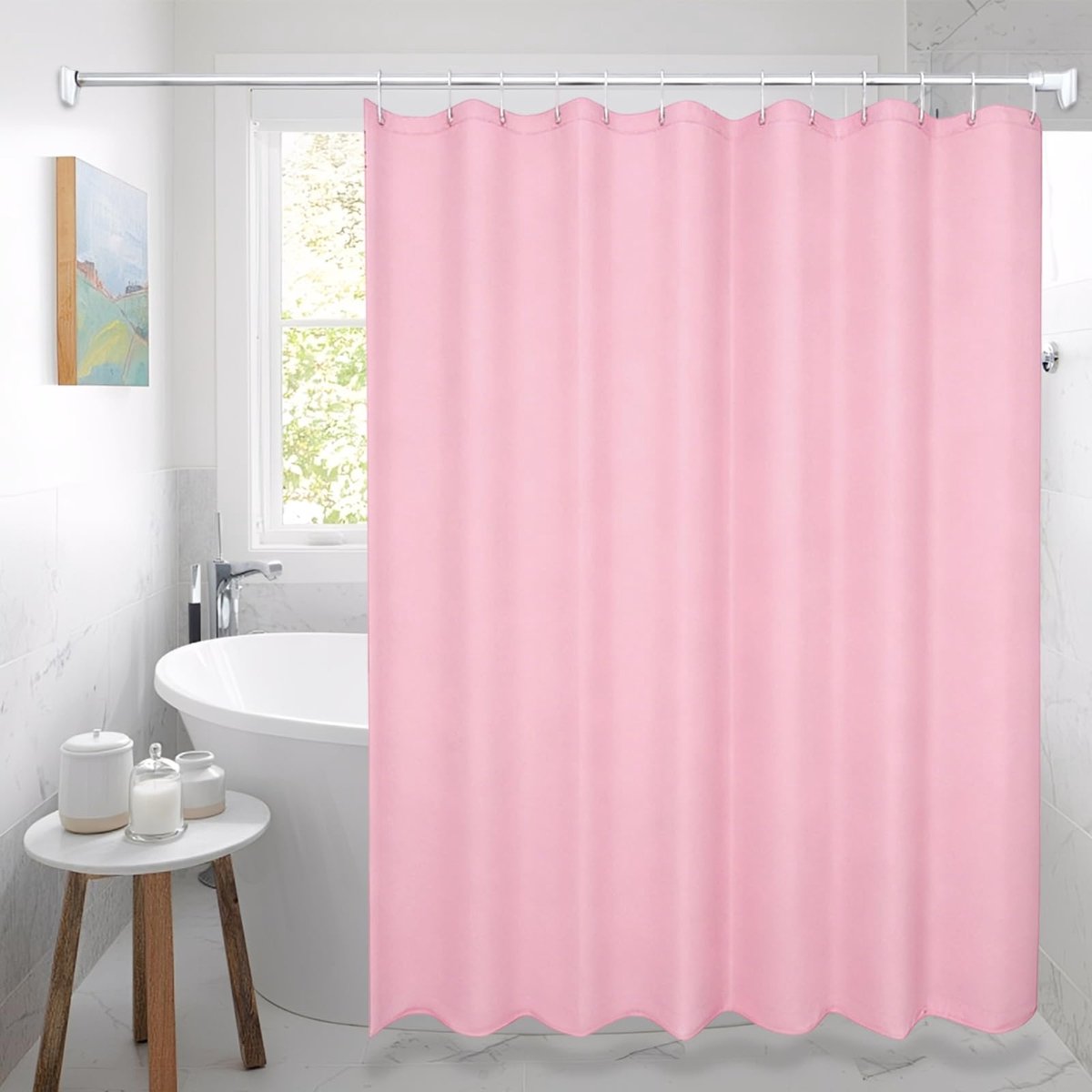 Douchegordijn, Multi Badkamer Gordijnen | 180x200 cm Waterbestendig Lang Douchegordijn met Duurzame, voor Badkuip Badkamer, Wasbaar, Sneldrogend, Schimmelwerend, Roze