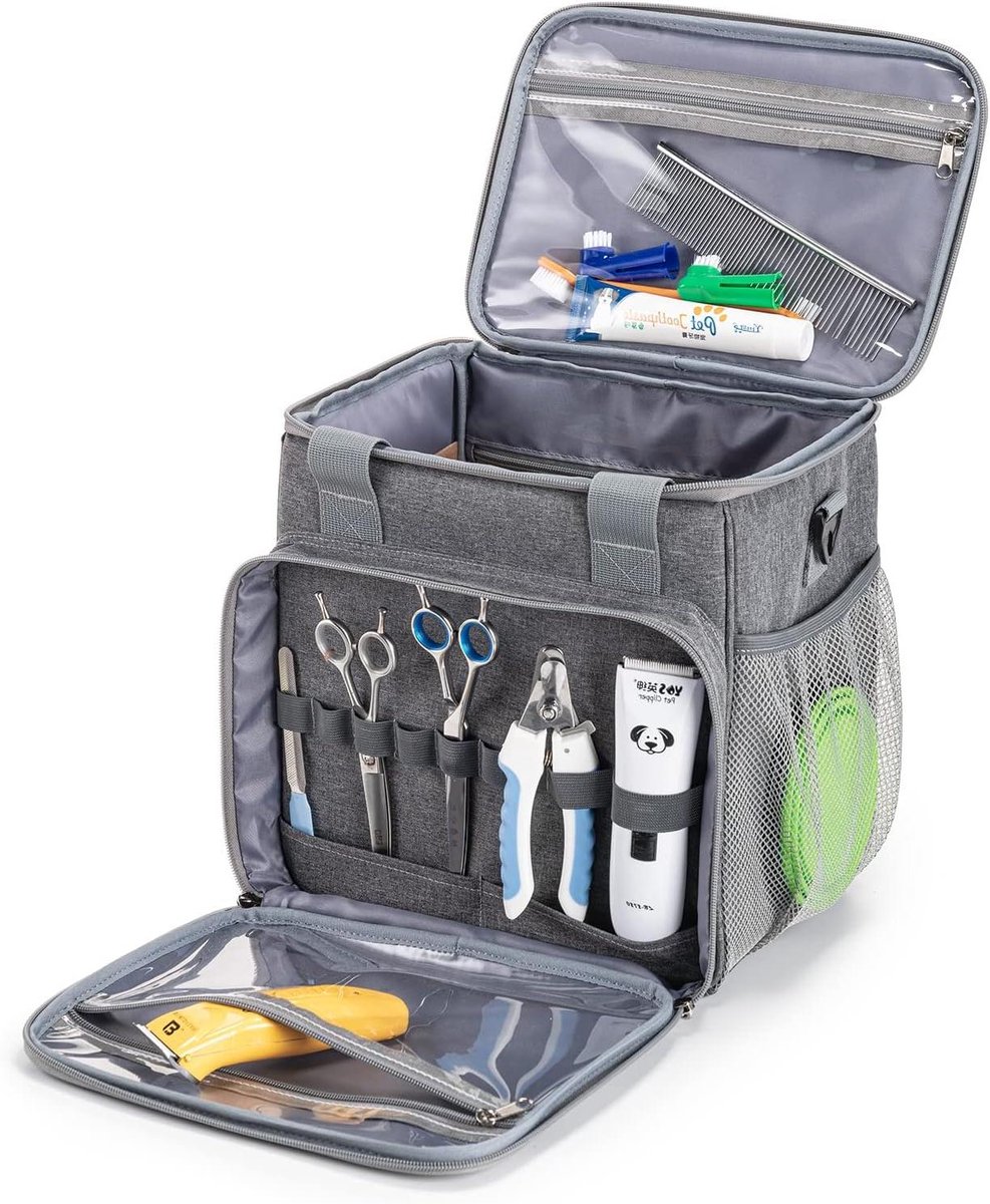 Dierenverzorging Tas - Gereedschap Organizer - Spullen Opbergen - Veelzijdig Compartiment - 28 x 23 x 29 cm - Grijs