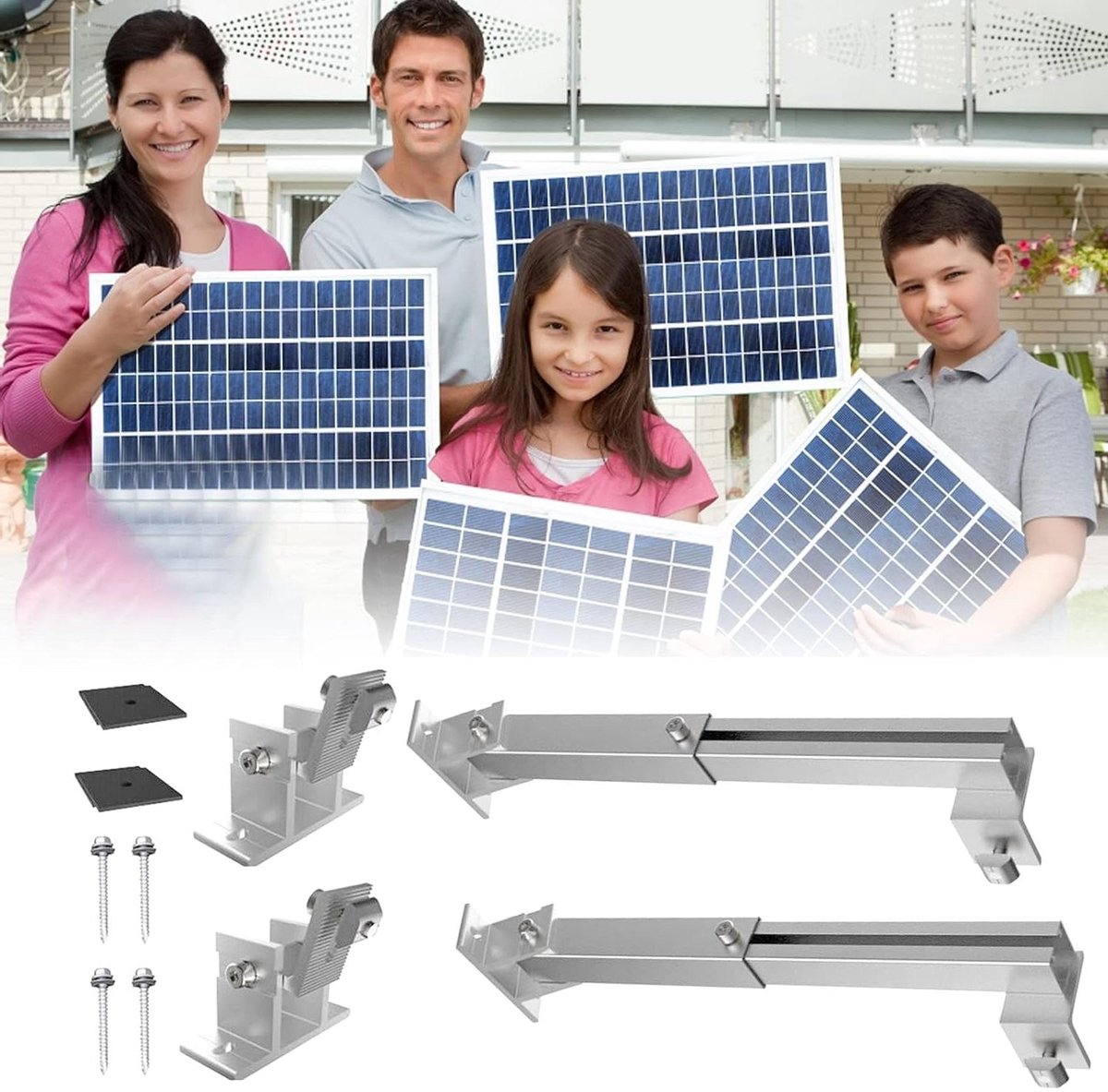 Zonnepaneel Houder - Module Steun - Energie Opwekken - Verstelbare Hoek - 100-400W - Zilver